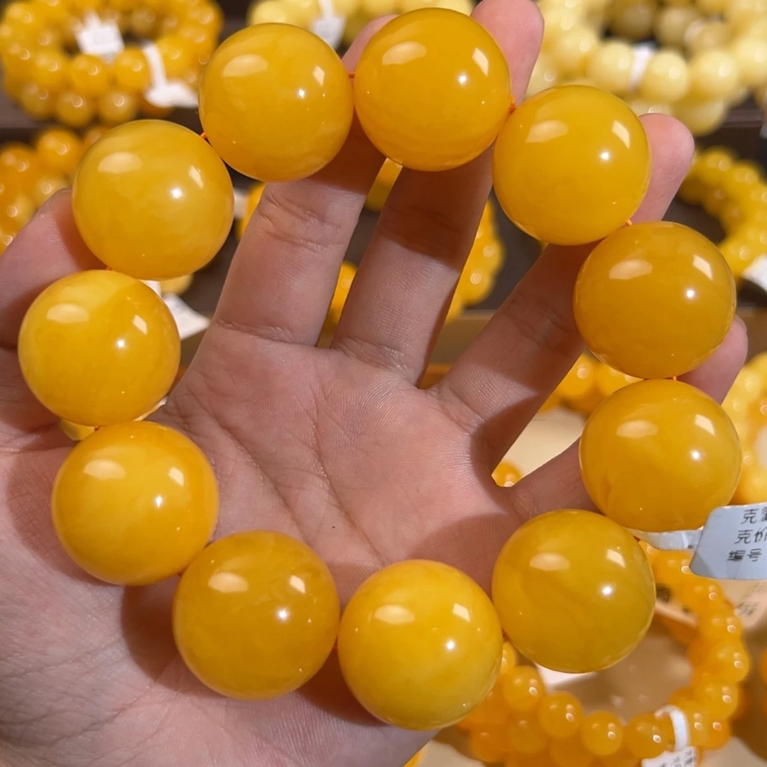 琥珀未镶嵌手链103.09g焦皮同料圆珠25mm hq