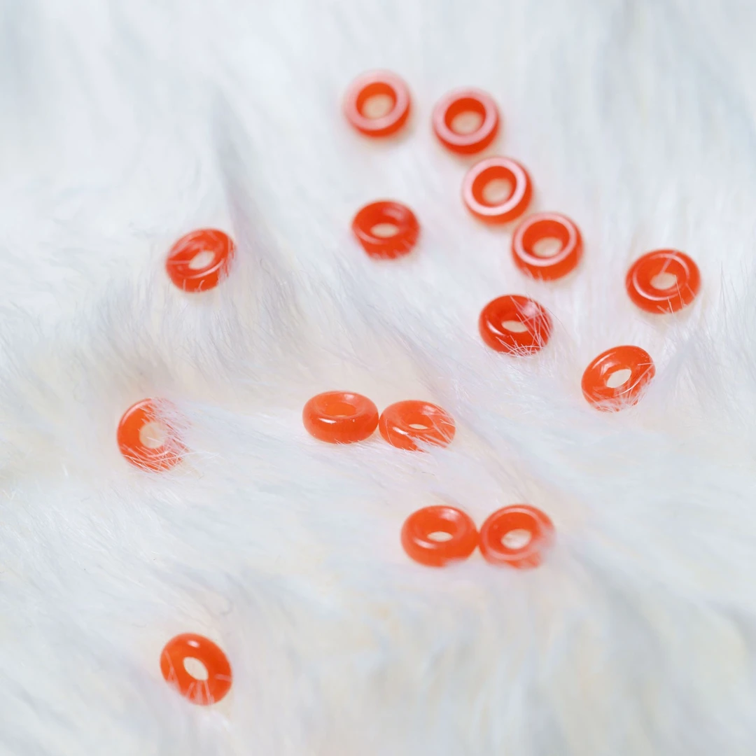 天然红珊瑚4+mm面包圈隔片配饰一组两枚（1.5mm孔道）多样发一对