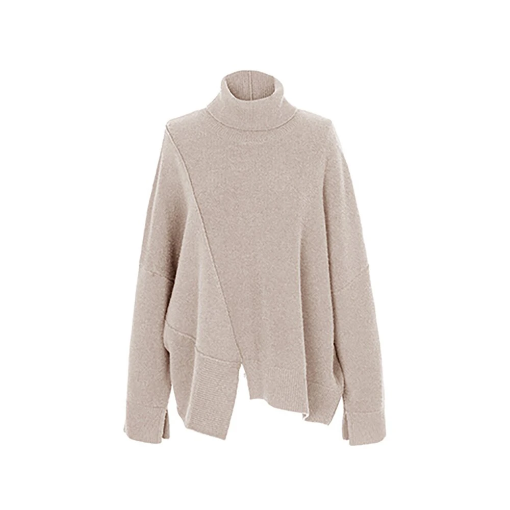 贵姿2025冬季新款半高领宽松慵懒风短款长袖套头针织上衣