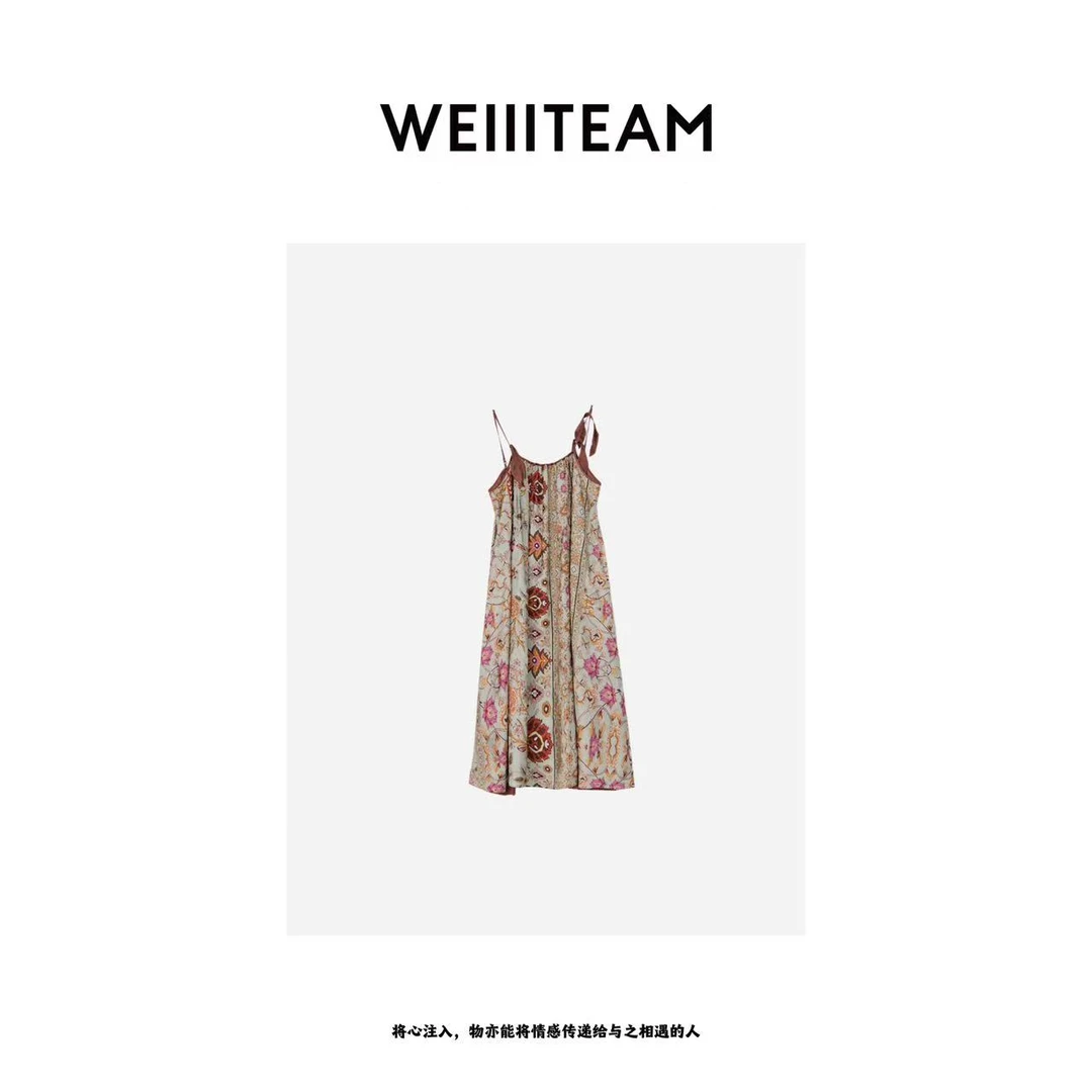 WEIIITEAM  “枫之轻语”设计款印花吊带裙  200185