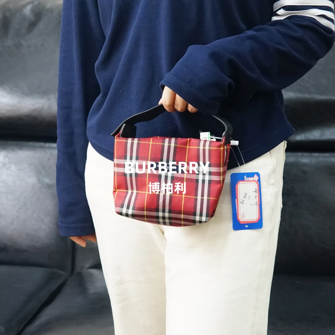 95新 BURBERRY/博柏利 巴宝莉/格纹手提包/HD12430828/0828