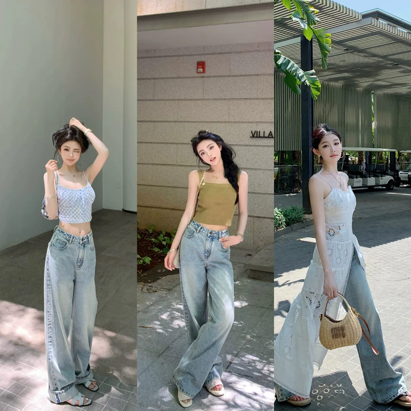 “浅海赤耳”浅海气息轻盈梦幻般清爽！100棉赤耳翻边水洗牛仔裤