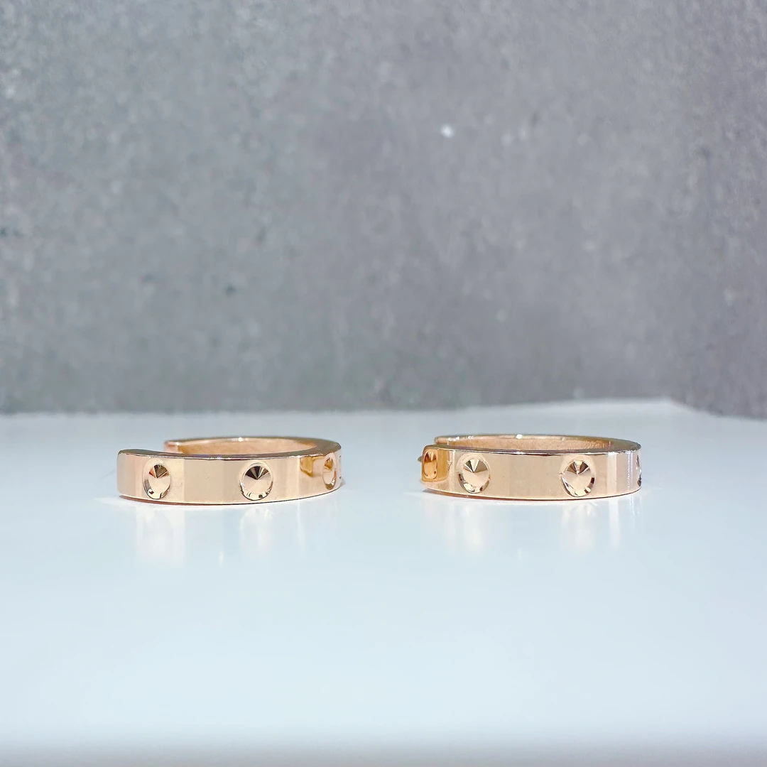 18k金  素圈耳圈 小众设计感个性简约轻奢时尚气质圆环精致耳扣