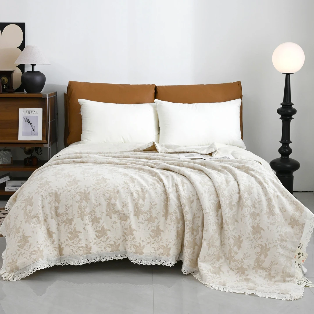 【百合恋】法式复古棉麻夏被 200*230 3.5斤花边款薄款空调被夏凉被