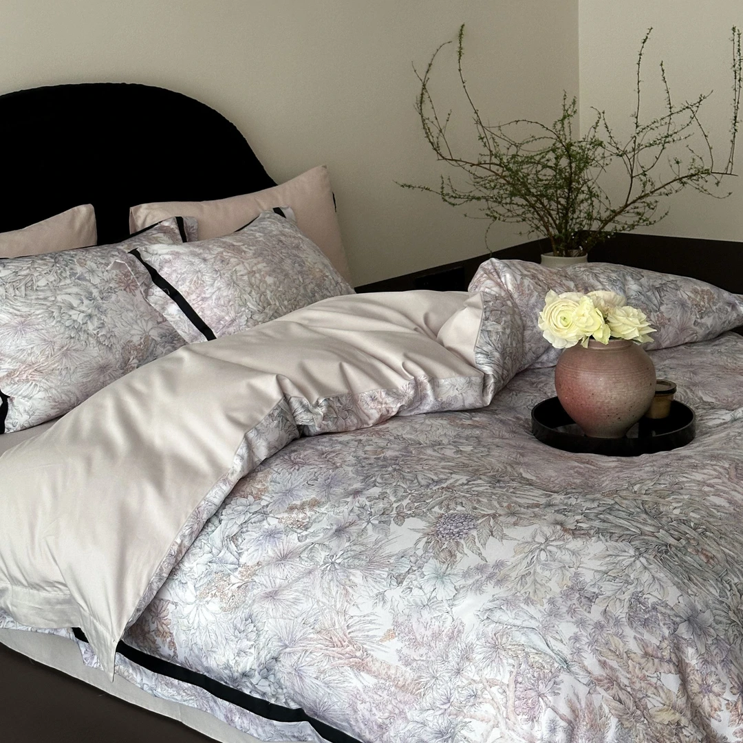 香榭花漾丨全棉长绒棉数码印花工艺高级感亲肤奢四季柔软四件套