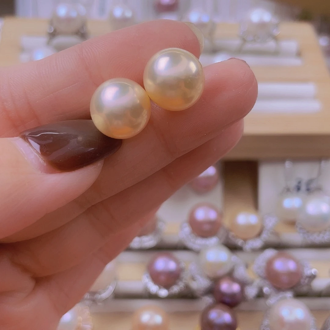 银S925镶嵌淡水珍珠耳饰