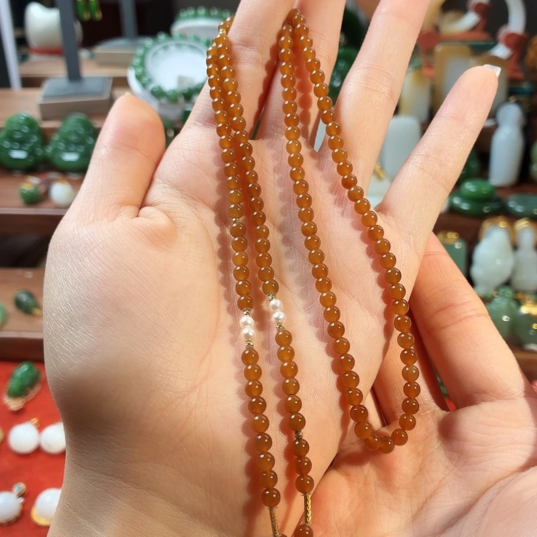 和田玉18K金镶嵌项链T