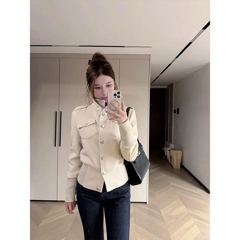 复古立领工装夹克外套女2025秋季新款设计感辣妹收腰修身上衣开衫