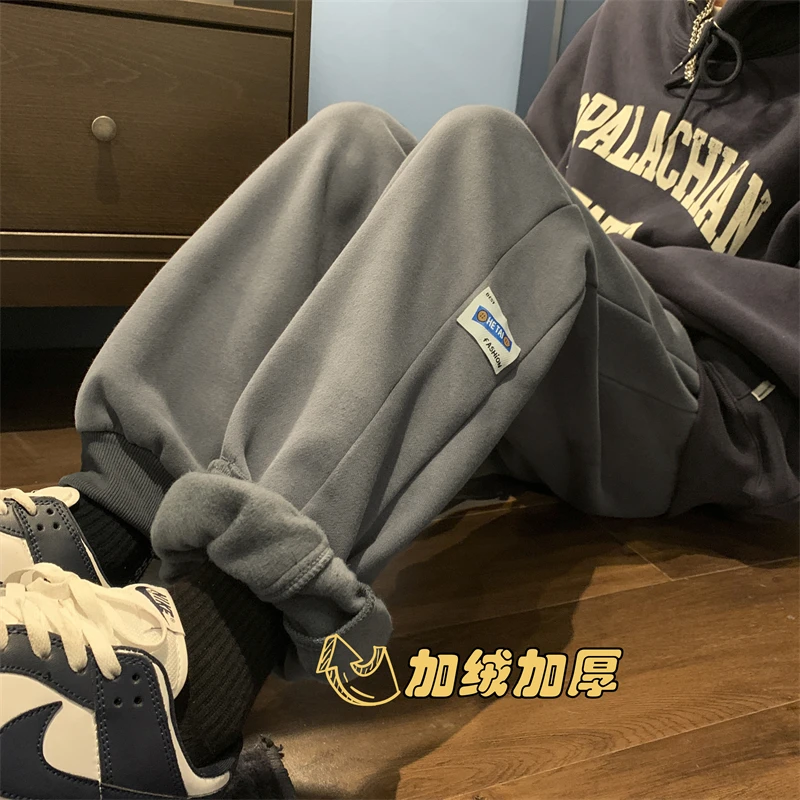SS558冬季保暖加绒港风潮牌情侣百搭休闲运动束脚卫裤