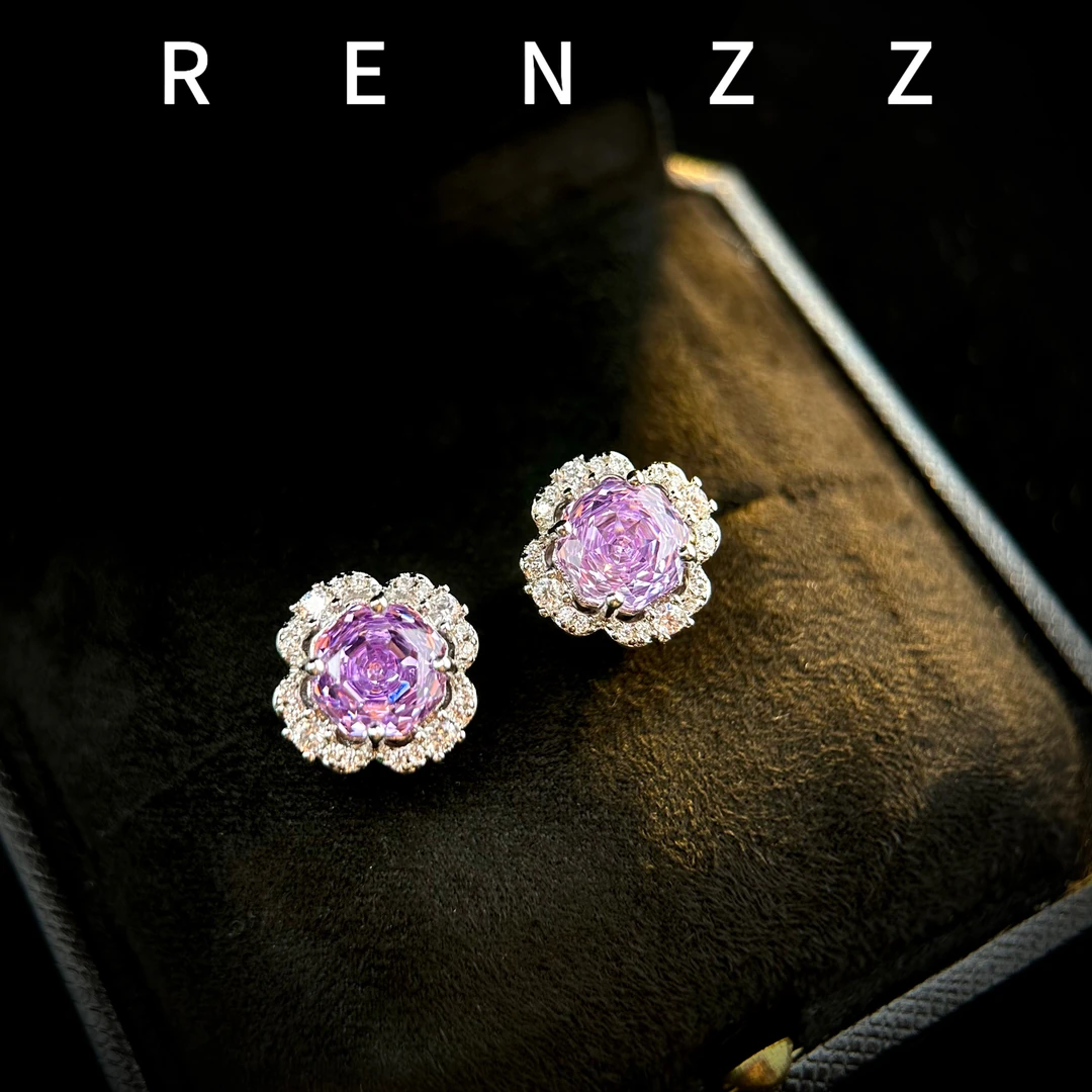 7862紫色玫瑰花耳钉