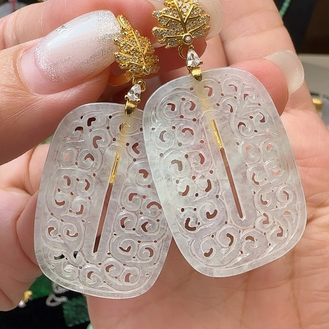 银S925镶嵌翡翠耳饰耳包款