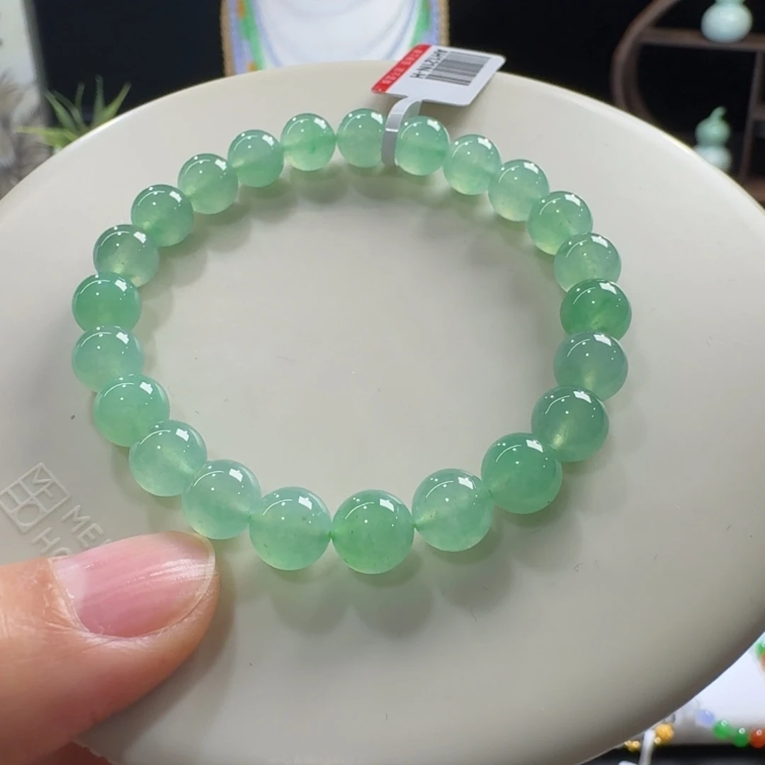 翡翠未镶嵌手链冰种薄荷绿单圈8mm