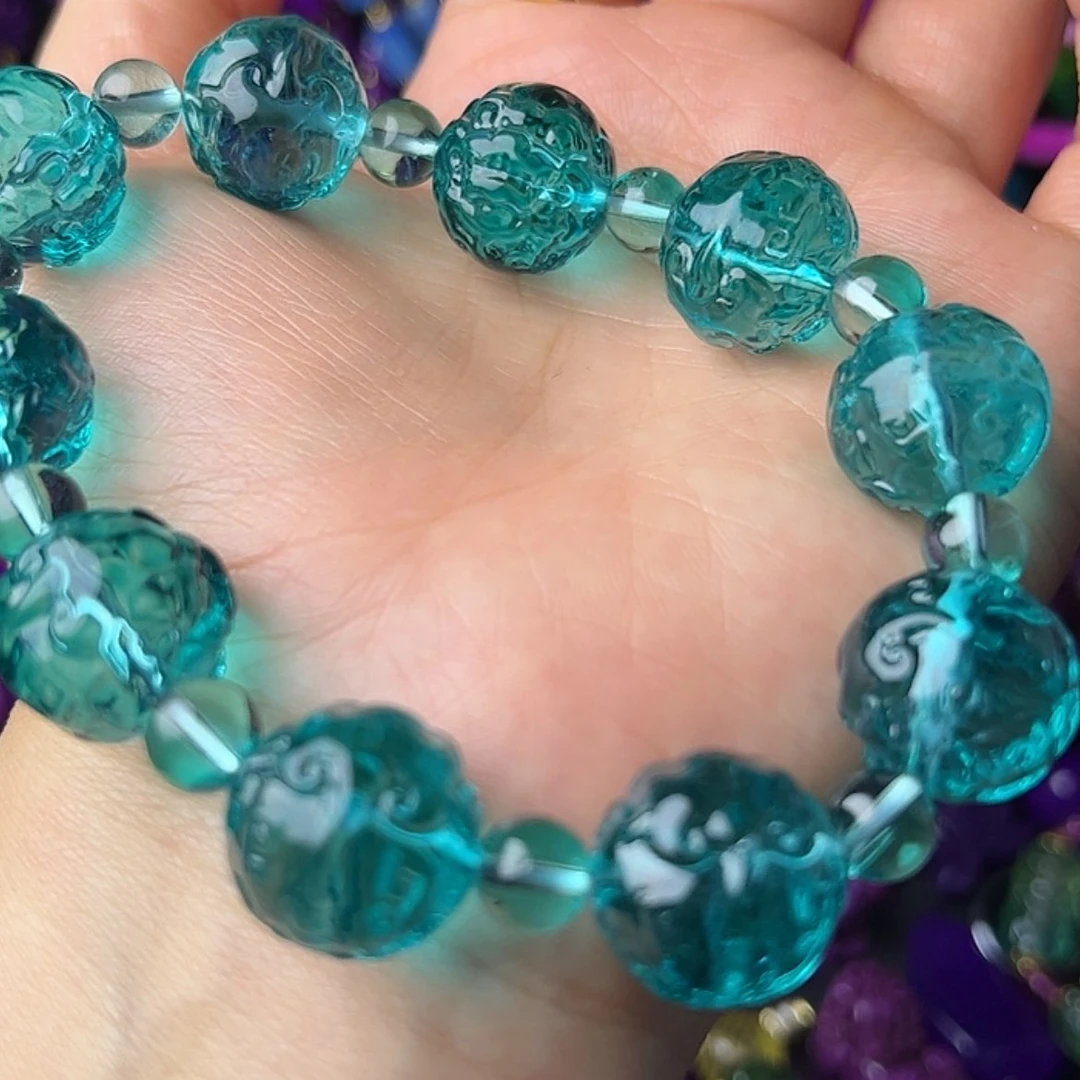 【闪购商品】琉璃颈饰清***雨冰蓝卡16手串