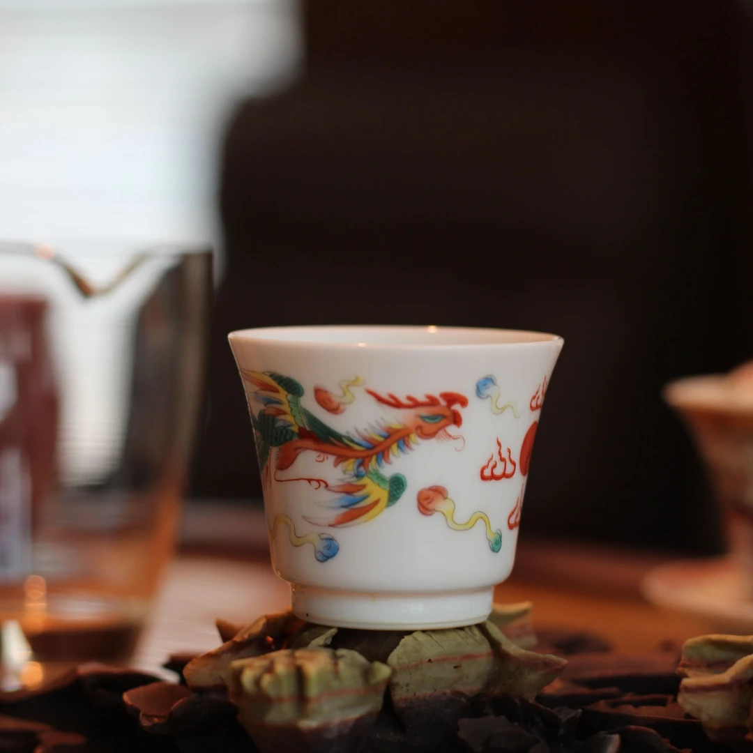 九莲堂 个人品茗杯:凤凰品茗玉瓷杯*1 茶具