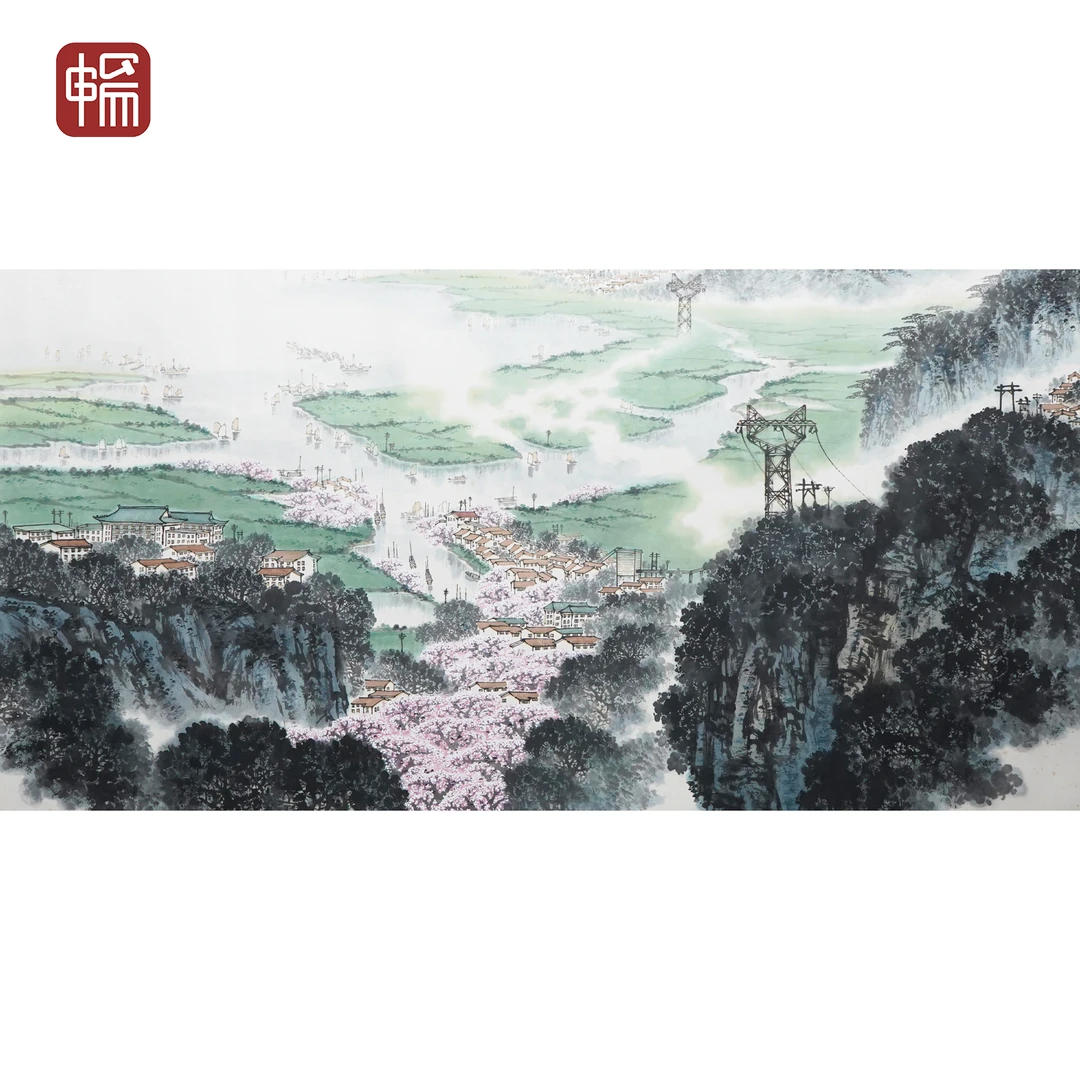 T1238 近现代《江南三月》179*94（15.14平尺） 纸本镜片  FL