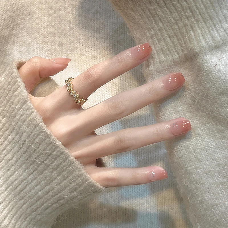 米哩米纯手工穿戴甲渐变新款裸色高颜值短款美甲专用贴片蜜作情糖