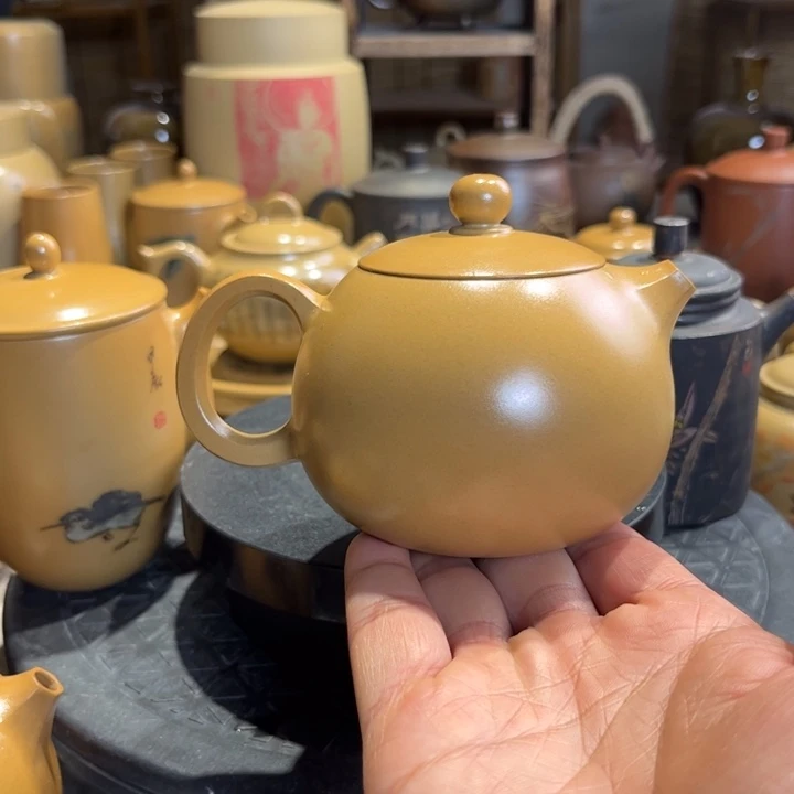 壶建水紫陶白泥素壶青微手工痕迹