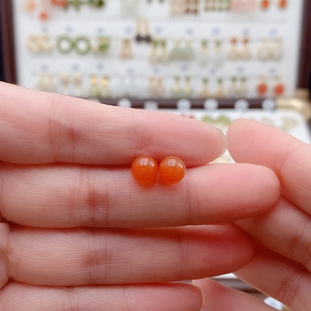 和田玉银S925镶嵌耳饰