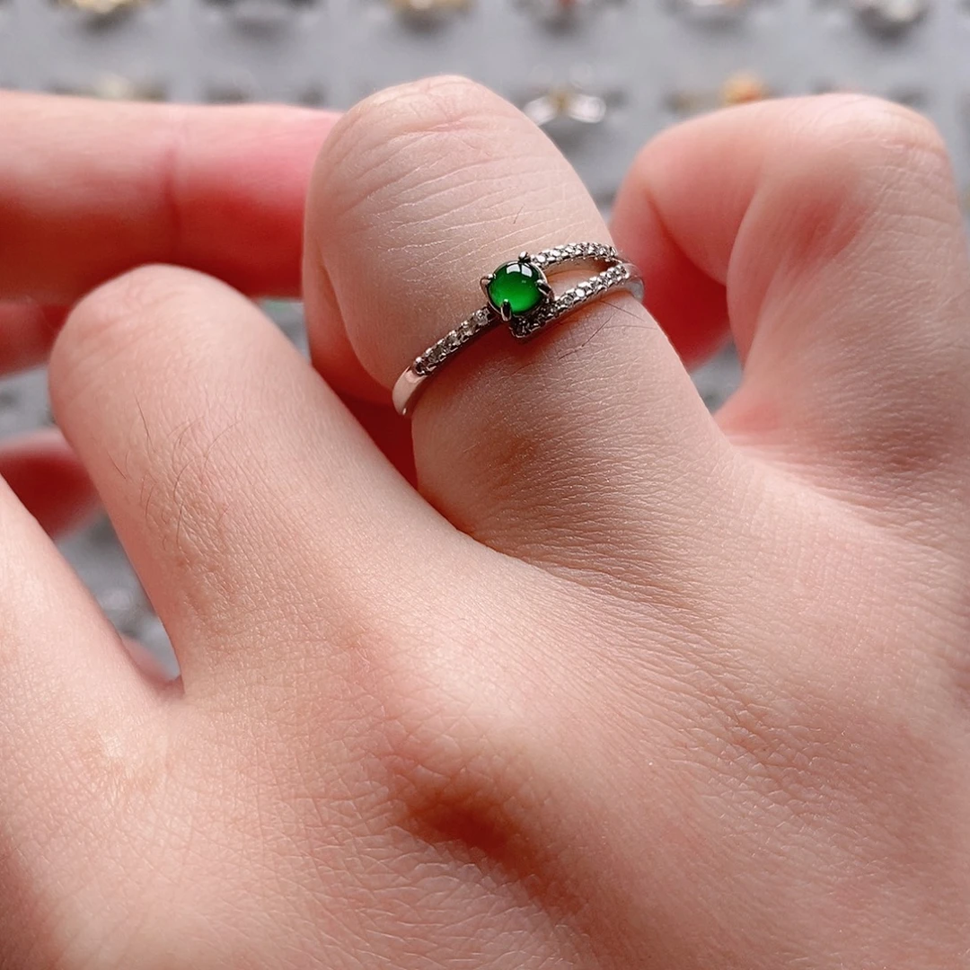 翡翠银S925镶嵌戒指