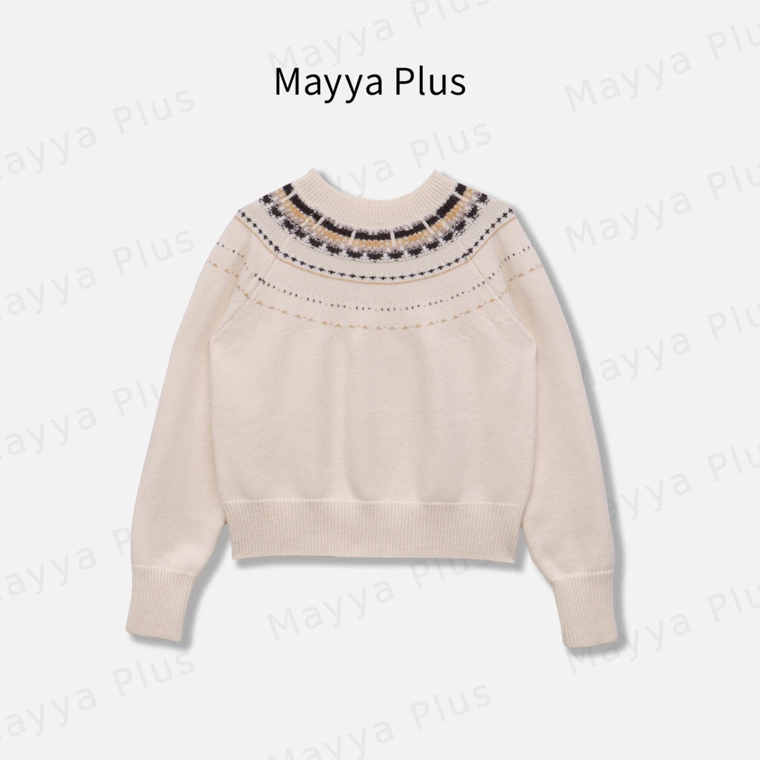 【费尔岛】Mayya Plus麦芽定制复古流光风针织长袖百搭上衣32536733