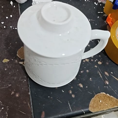 瓷玲珑大号办公杯两个带茶漏盖子微瑕疵