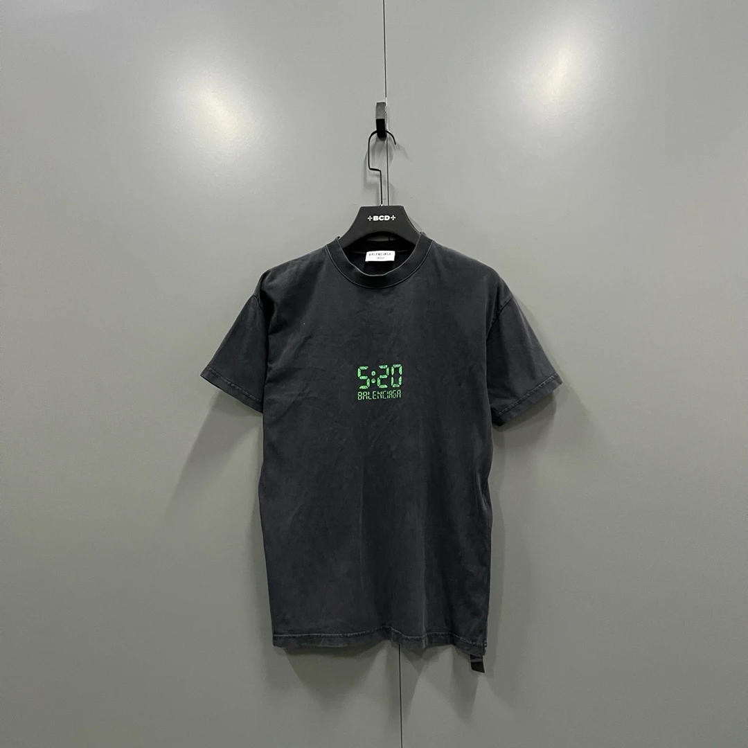 95新 Balenciaga/巴黎世家 （bb）黑色夜光数字印花短袖 XXS码/