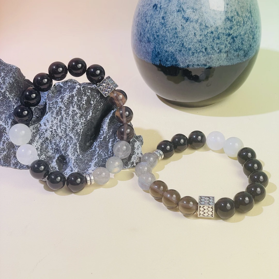 【958 大梦归离】黑曜石茶晶灰月光等9mm手串面小仙多样性发其一Z