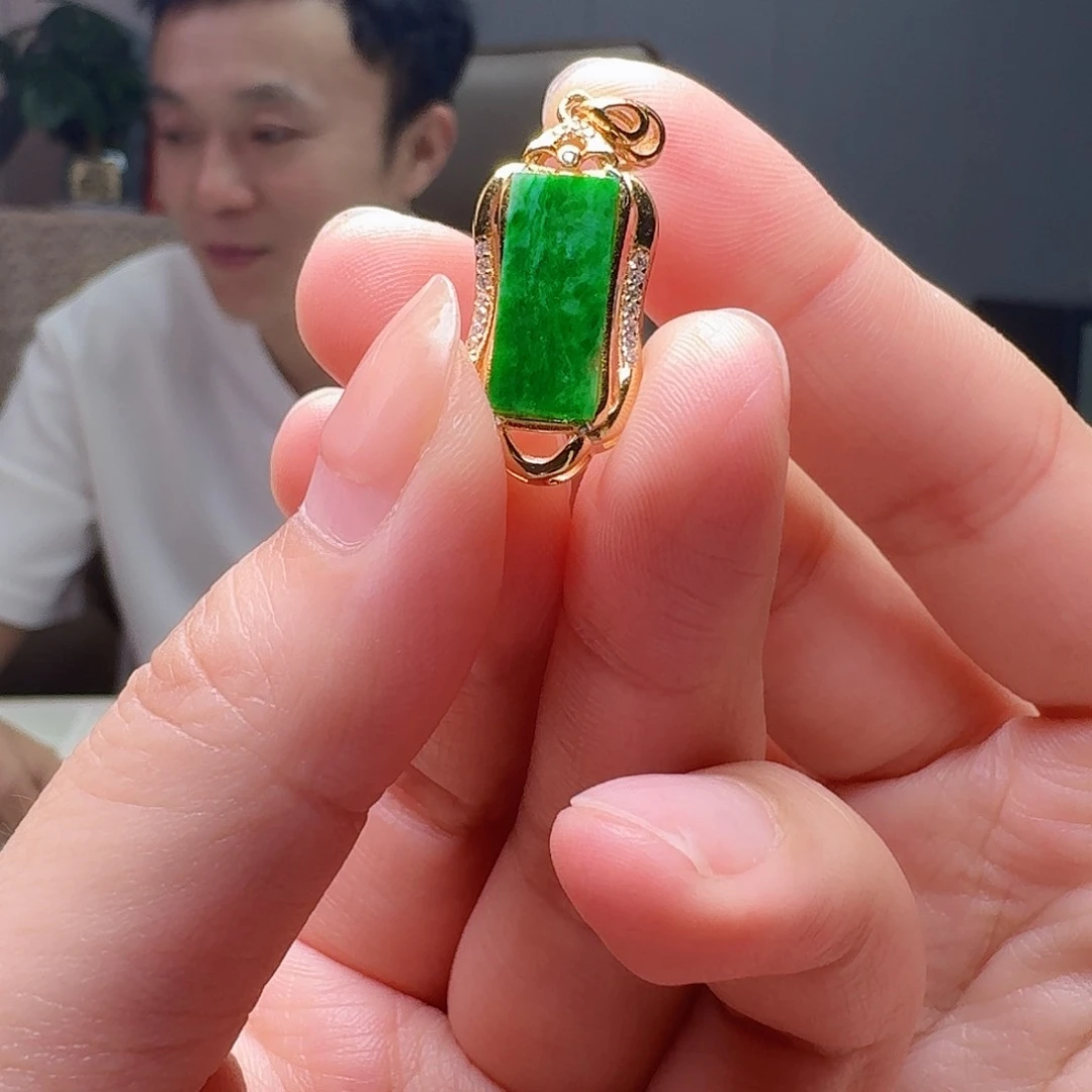 翡翠银S925镶嵌吊坠(不含链)天然