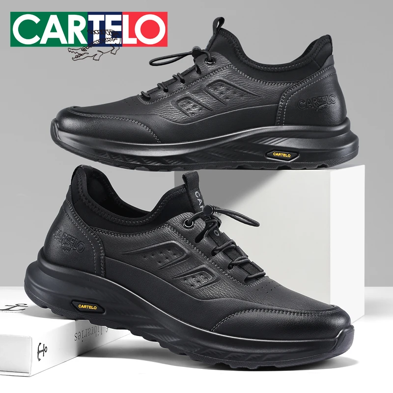 卡帝乐鳄鱼户外休闲皮鞋男秋冬防水软底百搭旅游徒步真皮运动鞋子