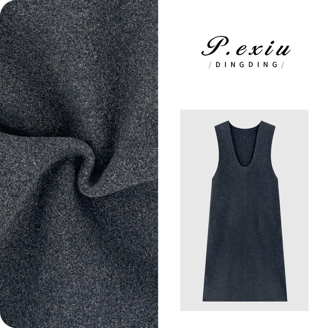 PanYiXiu/潘依绣【心动暖冬】山羊绒羊毛高级感叠穿U领连衣裙ZXA041