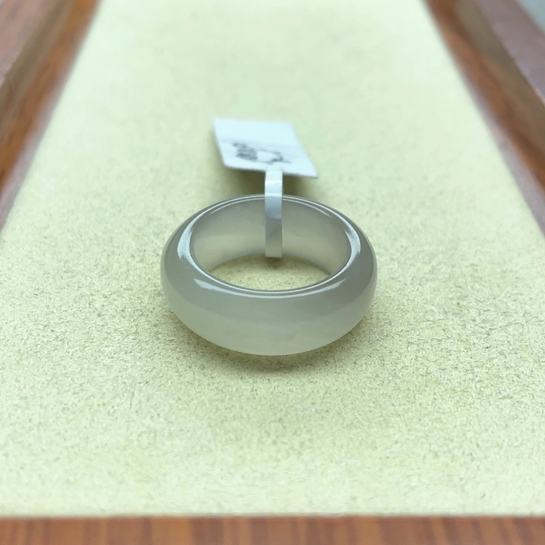 未镶嵌戒指和田玉123冰藕粉宽胎13码