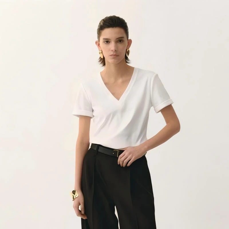 LYNEE设计感拼接袖口T恤套头针织衫女秋 TGD2FST001