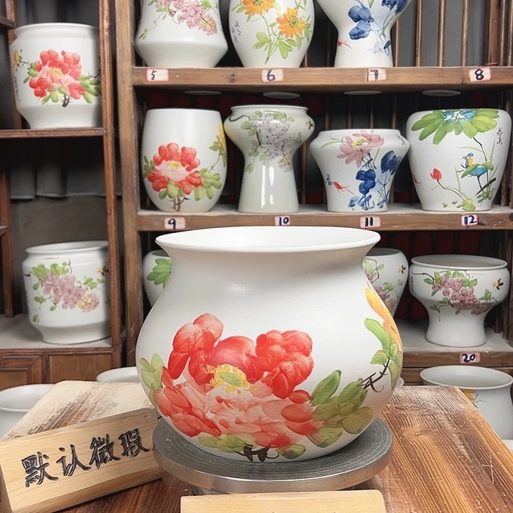 摆件钱袋子红牡丹新款陶瓷