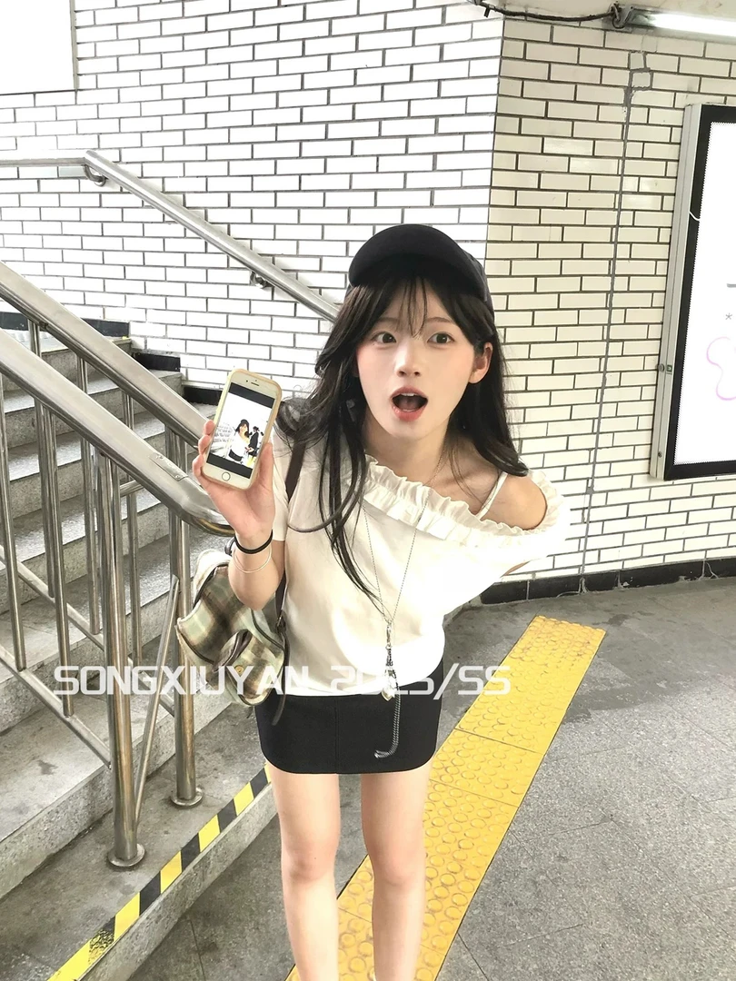 (番茄推荐)木耳边短袖体恤