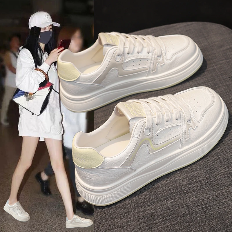 【皮面3厘米】休闲鞋女2025秋季新款软底百搭不累脚女款板鞋小白鞋