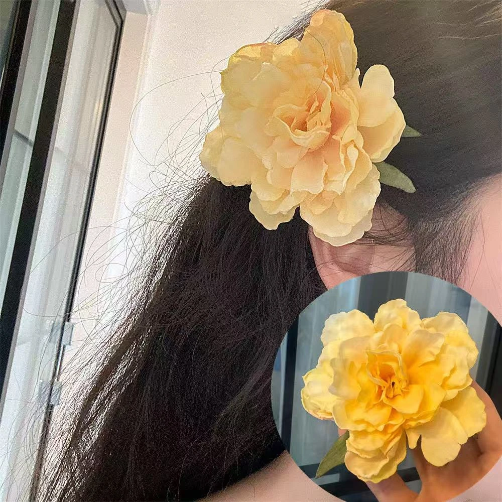 发夹法式复古牡丹花发卡花朵春夏度假氛围拍照发饰