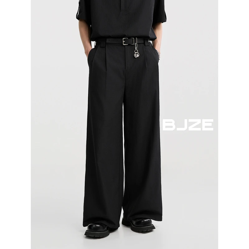 [速干凉感]BJZE夏季新款高质感休闲裤通勤直筒宽松西裤男F521292