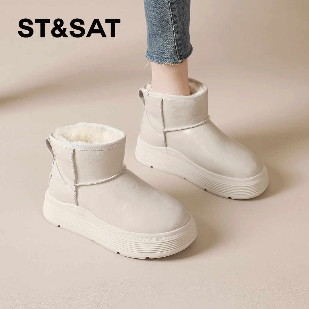 星期六勃肯雪地靴女士2025新款冬季防水加厚棉靴保暖时尚短筒棉鞋