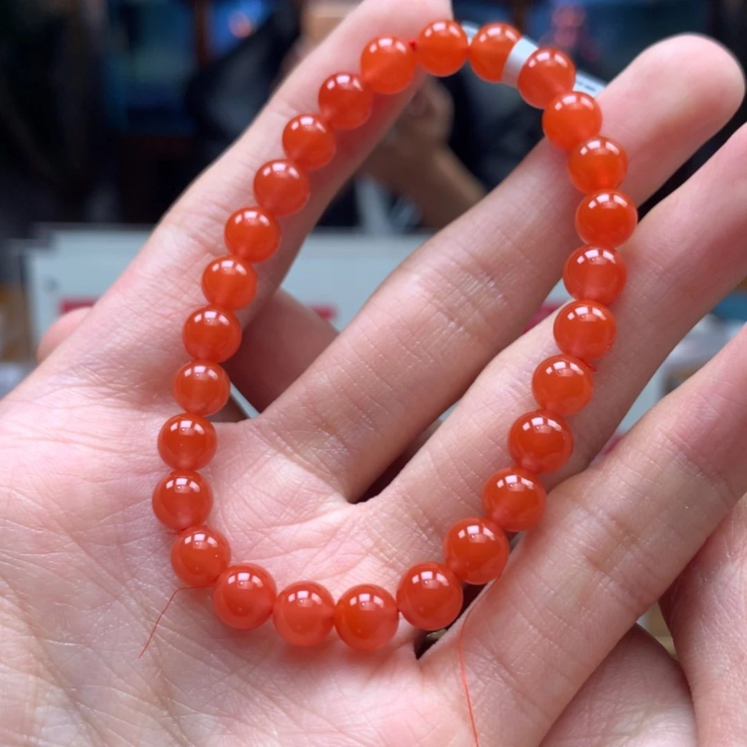 南红玛瑙串未镶嵌河湾冰红6mm+