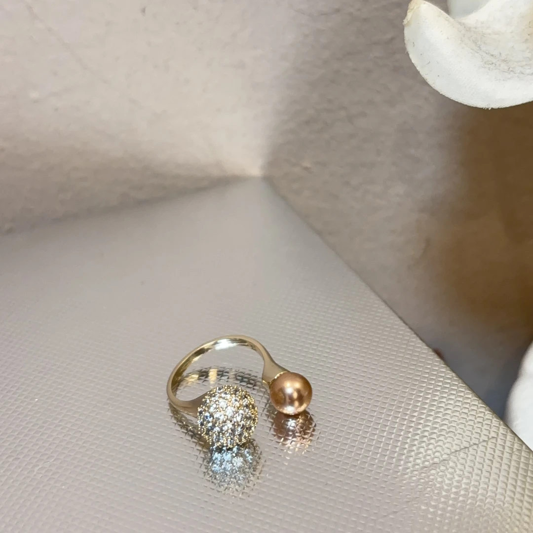 合金戒指 设计款细闪珠珠戒指J31