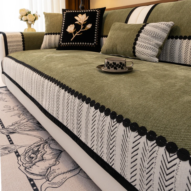 雪尼尔沙发垫防滑四季通用2025新款皮沙发套罩盖布巾直排坐垫子