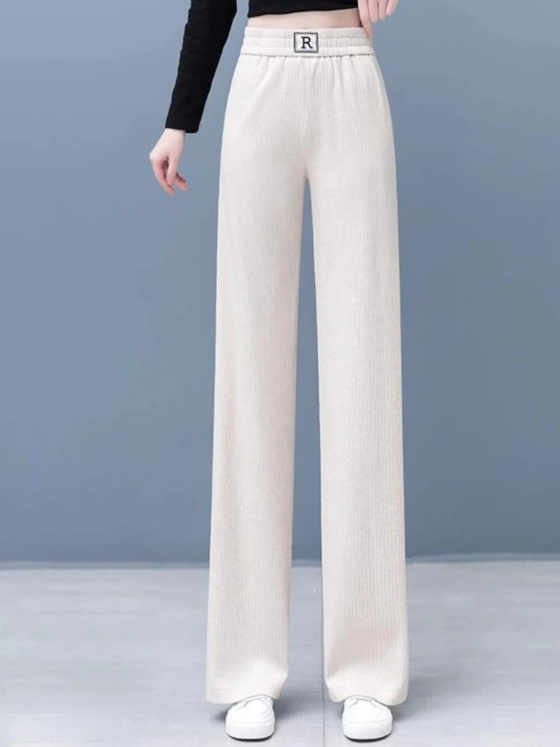 秋季新款窄版阔腿裤女2025新款高腰垂感小个子休闲百搭加绒直筒裤