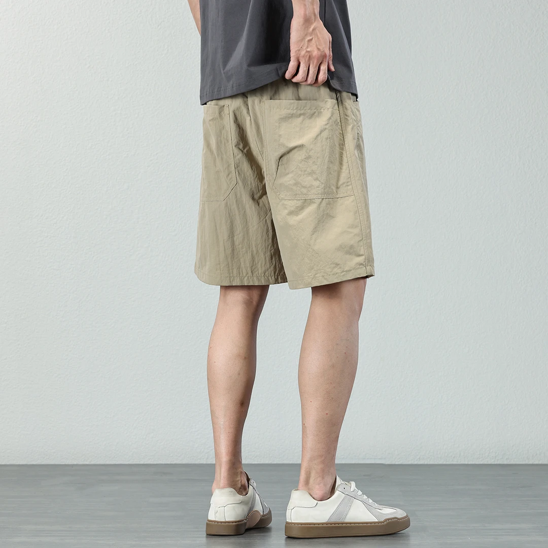 夏季冰感速干透气短裤男户外宽松舒适五分裤子简约百搭纯色中裤男