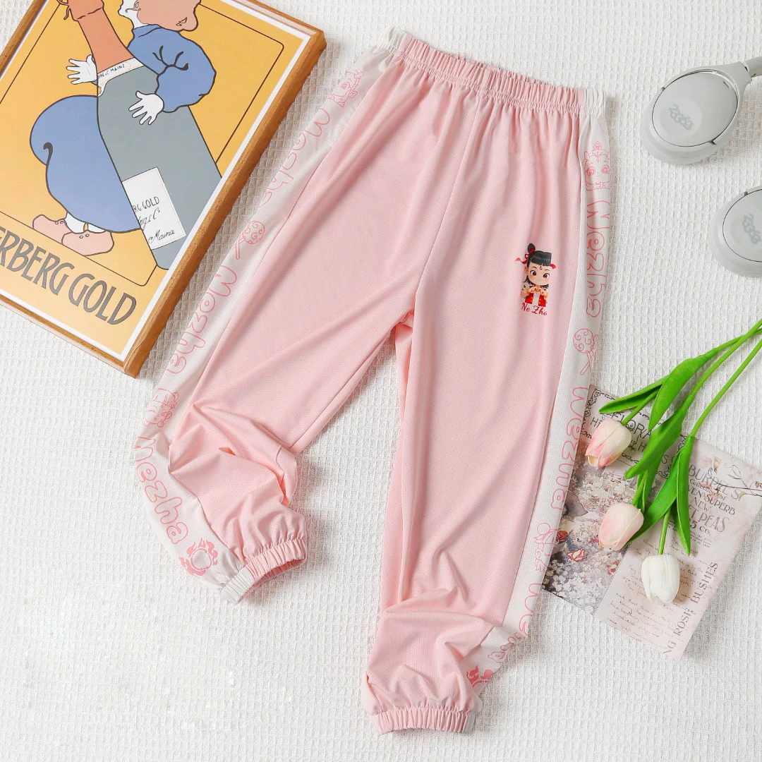 2025夏季女童裤子薄款哪吒周边冰裤洋气宝宝防蚊长裤