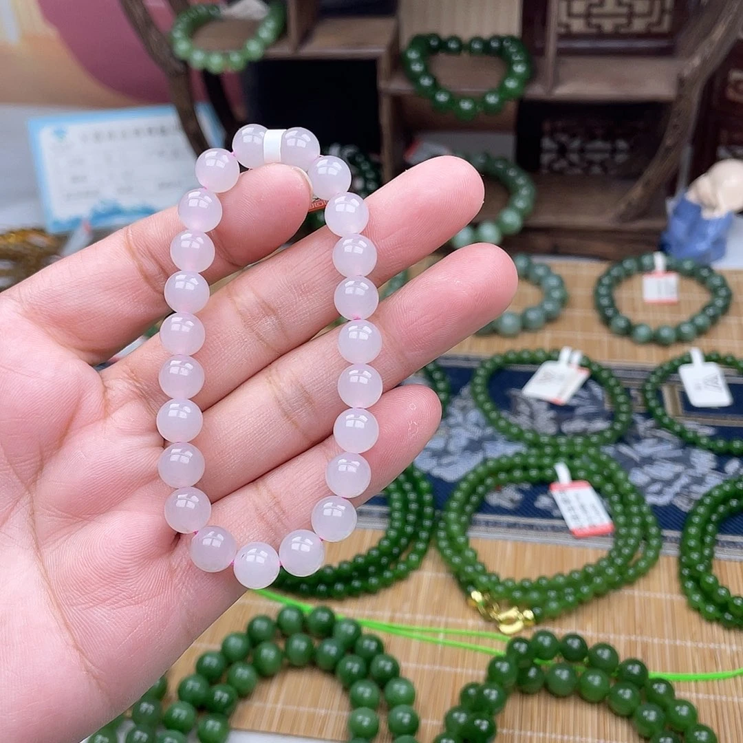 和田玉未镶嵌手链和田玉藕粉卡8