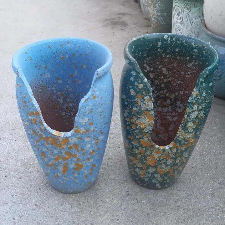 红陶口14高26两个盆