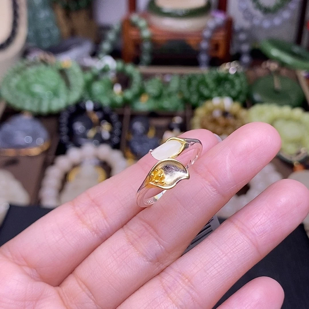 和田玉925.银清货价戒指未镶嵌