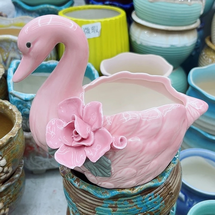 多肉绿植陶瓷花盆9.9包邮，有孔