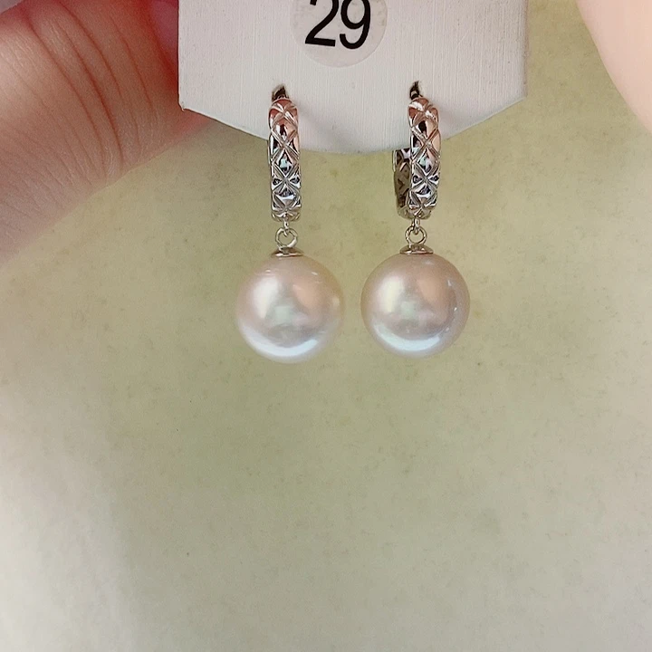 银S925镶嵌淡水珍珠耳饰