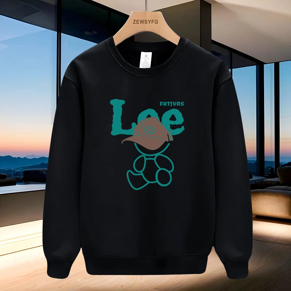 秋冬季新款潮牌百搭长袖卫衣加绒保暖青年休闲圆领男士高端上衣服